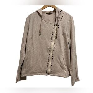 Laura Ashley Side Zip Studded Hooded Cardigan With Pockets Size Large